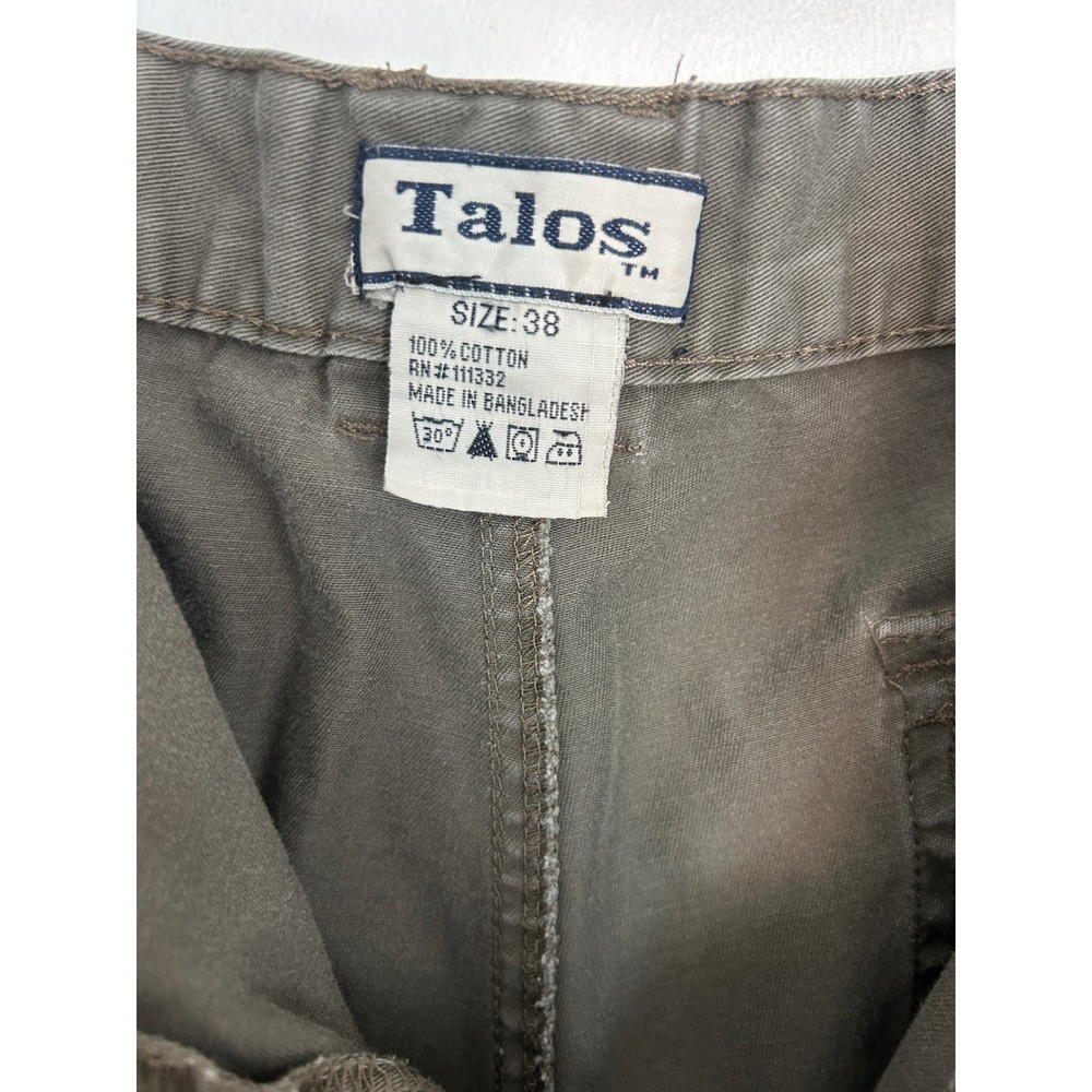 Talos Mens Cargo Shorts Size 38 Olive Green Cotton Elastic Waist Outdoor Casual View 3